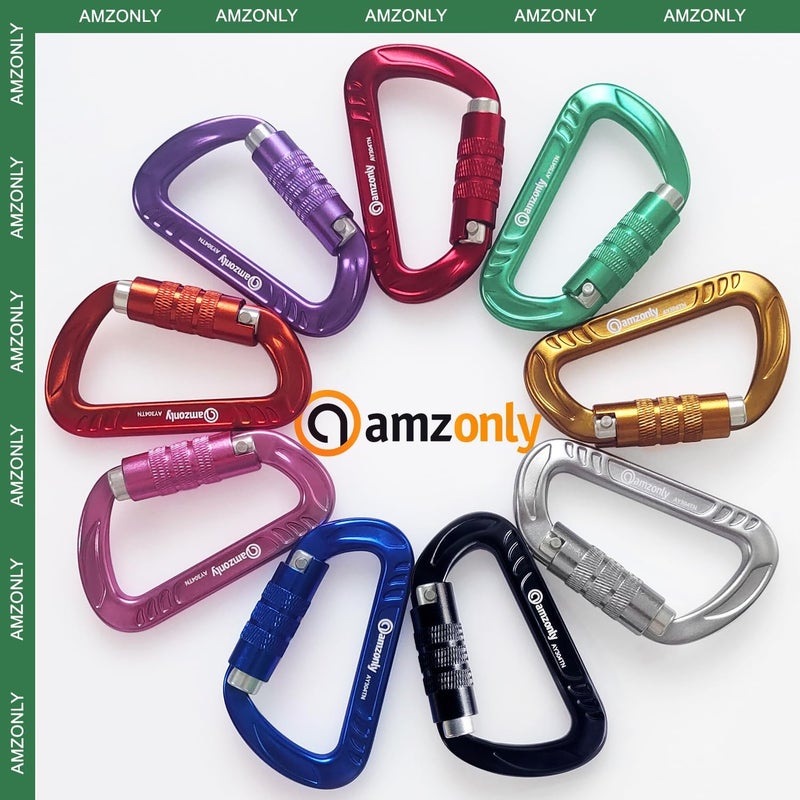 Amzonly 3inch Auto Locking Carabiner Clips Heavy Duty, 12KN /2697lbs Lightweight keychain carabiners, Sturdy Twist Lock Caribeeners for Camping Hiking Hammock Swing Backpack, dog leash and Harness etc - Image 4
